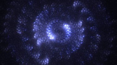 Soyut mavi fraktal ışık arkaplanı 3 boyutlu oluşturuluyor