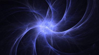 Soyut mavi fraktal ışık arkaplanı 3 boyutlu oluşturuluyor