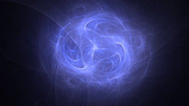 Soyut mavi fraktal ışık arkaplanı 3 boyutlu oluşturuluyor