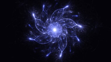 Soyut mavi fraktal ışık arkaplanı 3 boyutlu oluşturuluyor
