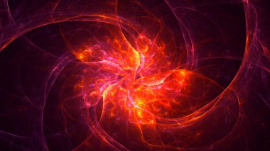 Soyut kırmızı fraktal ışık arkaplanı 3 boyutlu oluşturuluyor