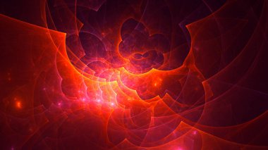 Soyut kırmızı fraktal ışık arkaplanı 3 boyutlu oluşturuluyor