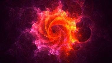 Soyut kırmızı fraktal ışık arkaplanı 3 boyutlu oluşturuluyor