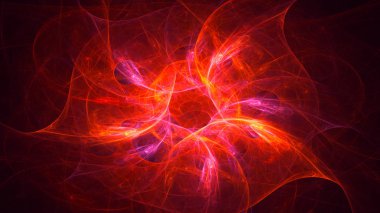 Soyut kırmızı fraktal ışık arkaplanı 3 boyutlu oluşturuluyor