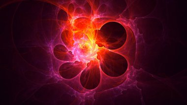 Soyut kırmızı fraktal ışık arkaplanı 3 boyutlu oluşturuluyor