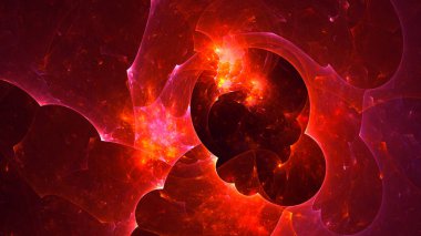 Soyut kırmızı fraktal ışık arkaplanı 3 boyutlu oluşturuluyor