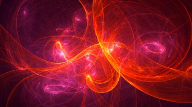 Soyut kırmızı fraktal ışık arkaplanı 3 boyutlu oluşturuluyor