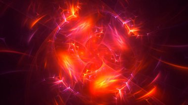 Soyut kırmızı fraktal ışık arkaplanı 3 boyutlu oluşturuluyor