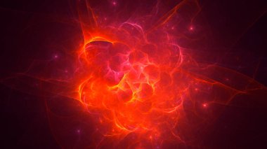 Soyut kırmızı fraktal ışık arkaplanı 3 boyutlu oluşturuluyor
