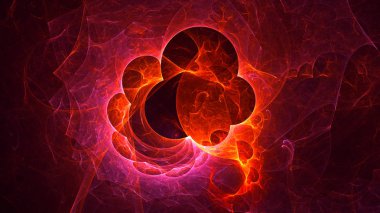 Soyut kırmızı fraktal ışık arkaplanı 3 boyutlu oluşturuluyor