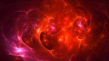 Soyut kırmızı fraktal ışık arkaplanı 3 boyutlu oluşturuluyor