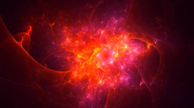 Soyut kırmızı fraktal ışık arkaplanı 3 boyutlu oluşturuluyor