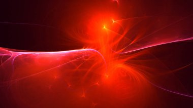 Soyut kırmızı fraktal ışık arkaplanı 3 boyutlu oluşturuluyor