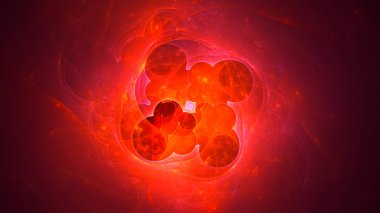 Soyut kırmızı fraktal ışık arkaplanı 3 boyutlu oluşturuluyor