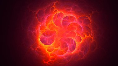 Soyut kırmızı fraktal ışık arkaplanı 3 boyutlu oluşturuluyor