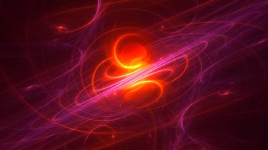 Soyut kırmızı fraktal ışık arkaplanı 3 boyutlu oluşturuluyor