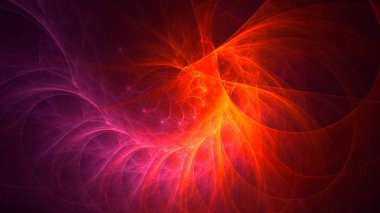 Soyut kırmızı fraktal ışık arkaplanı 3 boyutlu oluşturuluyor