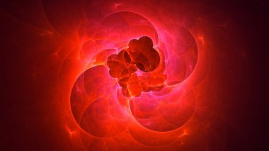 Soyut kırmızı fraktal ışık arkaplanı 3 boyutlu oluşturuluyor