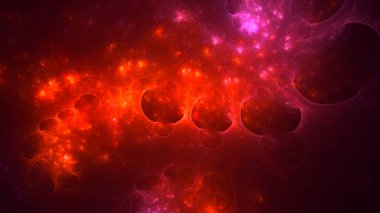 Soyut kırmızı fraktal ışık arkaplanı 3 boyutlu oluşturuluyor