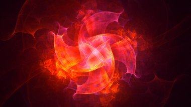 Soyut kırmızı fraktal ışık arkaplanı 3 boyutlu oluşturuluyor