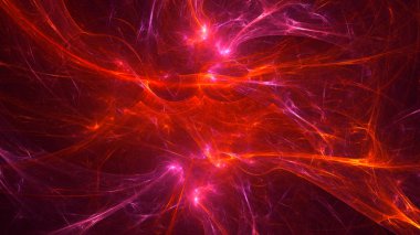 Soyut kırmızı fraktal ışık arkaplanı 3 boyutlu oluşturuluyor