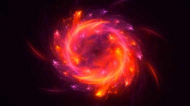 Soyut kırmızı fraktal ışık arkaplanı 3 boyutlu oluşturuluyor