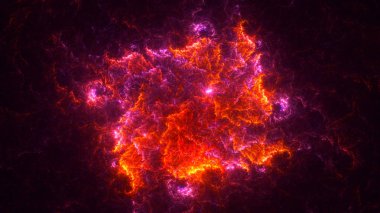 Soyut kırmızı fraktal ışık arkaplanı 3 boyutlu oluşturuluyor