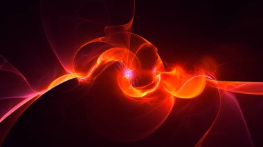 Soyut kırmızı fraktal ışık arkaplanı 3 boyutlu oluşturuluyor