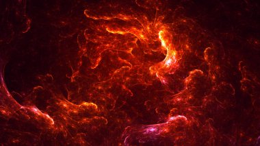 Soyut kırmızı fraktal ışık arkaplanı 3 boyutlu oluşturuluyor