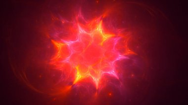 Soyut kırmızı fraktal ışık arkaplanı 3 boyutlu oluşturuluyor