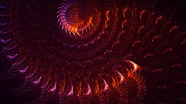 Soyut kırmızı fraktal ışık arkaplanı 3 boyutlu oluşturuluyor