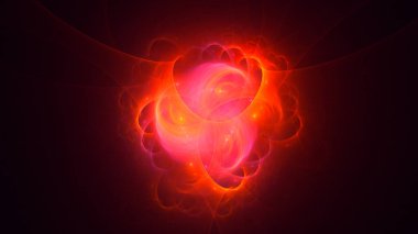 Soyut kırmızı fraktal ışık arkaplanı 3 boyutlu oluşturuluyor