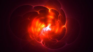 Soyut kırmızı fraktal ışık arkaplanı 3 boyutlu oluşturuluyor