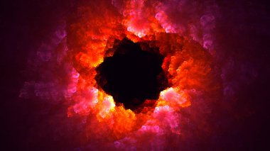 Soyut kırmızı fraktal ışık arkaplanı 3 boyutlu oluşturuluyor