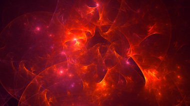Soyut kırmızı fraktal ışık arkaplanı 3 boyutlu oluşturuluyor