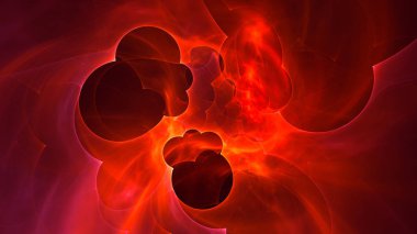 Soyut kırmızı fraktal ışık arkaplanı 3 boyutlu oluşturuluyor