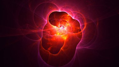 Soyut kırmızı fraktal ışık arkaplanı 3 boyutlu oluşturuluyor