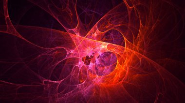 Soyut kırmızı fraktal ışık arkaplanı 3 boyutlu oluşturuluyor