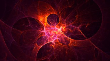 Soyut kırmızı fraktal ışık arkaplanı 3 boyutlu oluşturuluyor