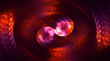 Soyut kırmızı fraktal ışık arkaplanı 3 boyutlu oluşturuluyor