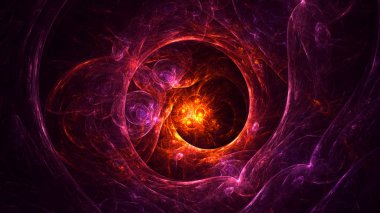 Soyut kırmızı fraktal ışık arkaplanı 3 boyutlu oluşturuluyor