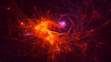 Soyut kırmızı fraktal ışık arkaplanı 3 boyutlu oluşturuluyor