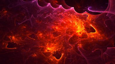 Soyut kırmızı fraktal ışık arkaplanı 3 boyutlu oluşturuluyor