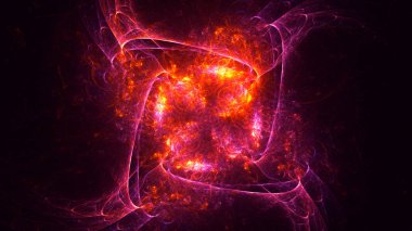 Soyut kırmızı fraktal ışık arkaplanı 3 boyutlu oluşturuluyor