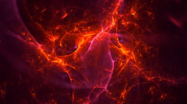 Soyut kırmızı fraktal ışık arkaplanı 3 boyutlu oluşturuluyor