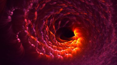 Soyut kırmızı fraktal ışık arkaplanı 3 boyutlu oluşturuluyor