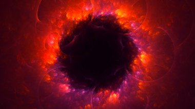 Soyut kırmızı fraktal ışık arkaplanı 3 boyutlu oluşturuluyor