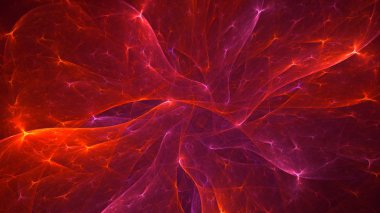 Soyut kırmızı fraktal ışık arkaplanı 3 boyutlu oluşturuluyor