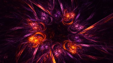 Soyut fraktal ışık arkaplanı 3 boyutlu oluşturuluyor