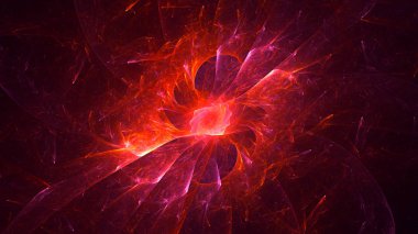 Soyut kırmızı fraktal ışık arkaplanı 3 boyutlu oluşturuluyor